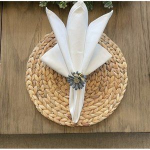 Boho Placemats Set of 4, Round Placemats for Dining Table, Water Hyacinth Wicker